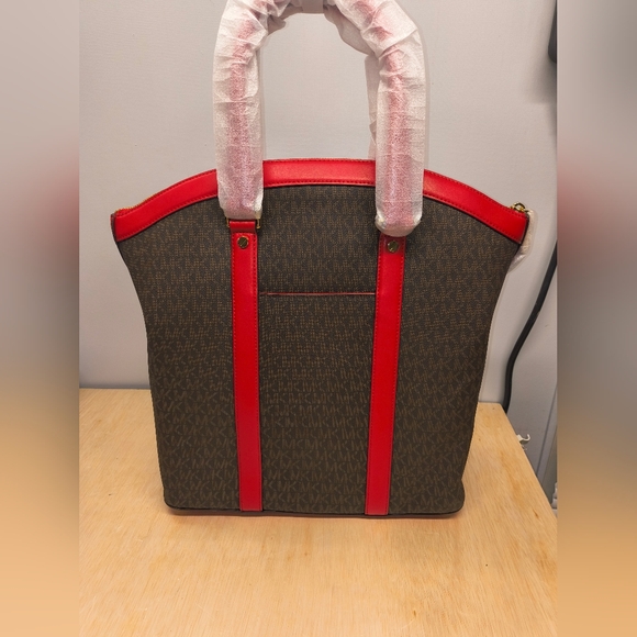 MICHAEL Michael Kors Bedford Travel Large Logo Stripe Dome Tote Bag New - Picture 7 of 16